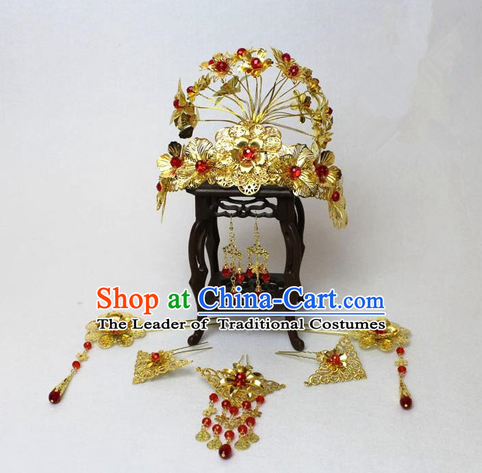 Traditional Handmade Chinese Hair Accessories Palace Lady Phoenix Coronet, China Han Dynasty Princess Headwear for Women