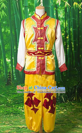 Traditional Chinese Classical Dance Yangge Fan Dance Costume, Folk Dance Drum Dance Uniform Yangko Clothing for Men