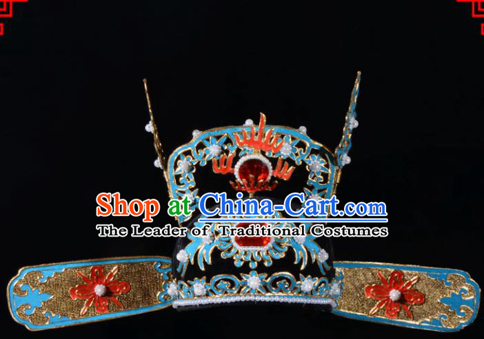 Traditional Beijing Opera Niche Hair Accessories Lang Scholar Hat, Ancient Chinese Peking Opera Emperor Son-in-law Hat Headwear