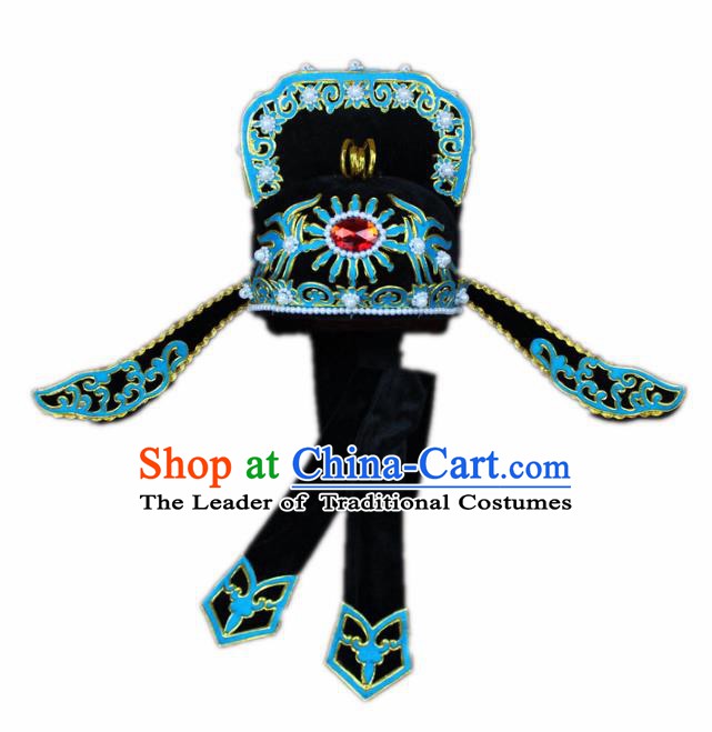 Traditional China Beijing Opera Lang Scholar Hats, Chinese Peking Opera Niche Headwear