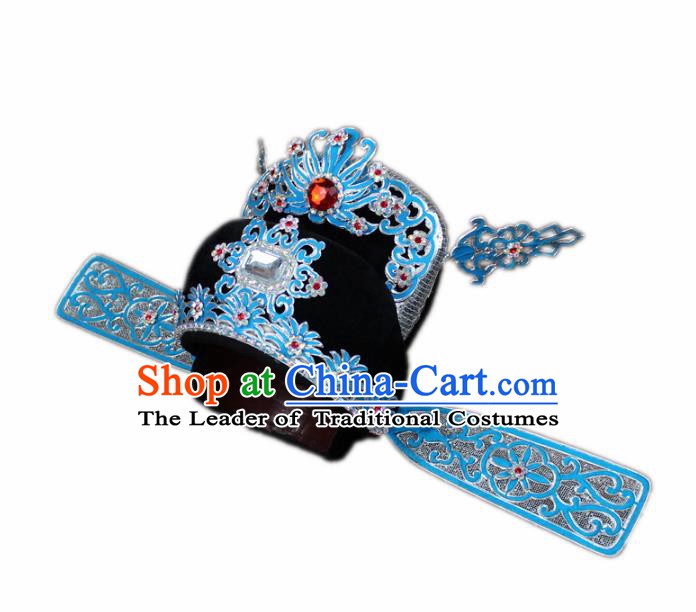 Traditional China Beijing Opera Bridegroom Scholar Hats, Chinese Peking Opera County Magistrate Headwear