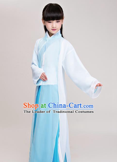 Traditional Chinese Han Dynasty Scholar Costume, China Ancient Palace Lady Clothing for Kids