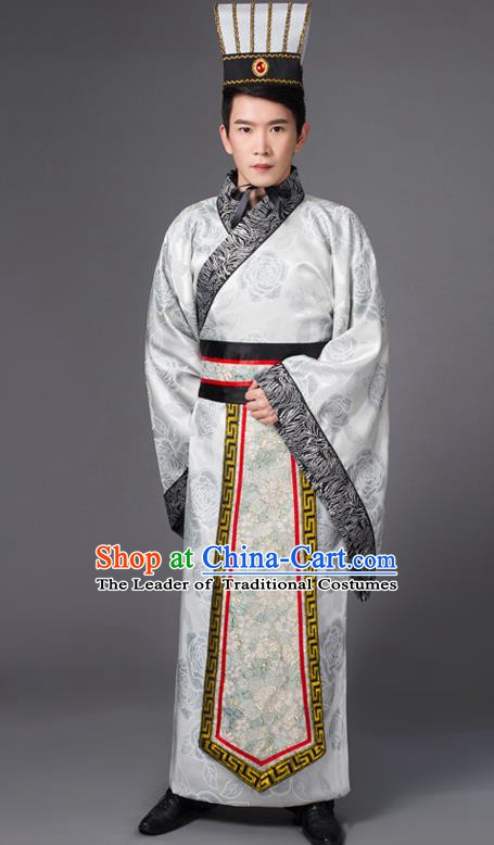 Traditional Chinese Han Dynasty Minister Costume, China Ancient Chancellor Hanfu Robe Clothing for Men