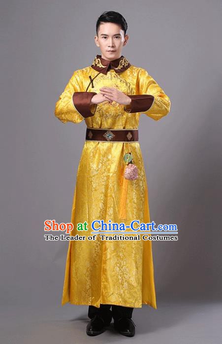 Traditional Chinese Ancient Imperial Emperor Costume, China Qing Dynasty Majesty Embroidered Clothing for Men