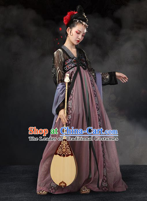 Traditional Chinese Ancient Imperial Concubine Dance Costume, China Tang Dynasty Princess Embroidered Clothing for Women