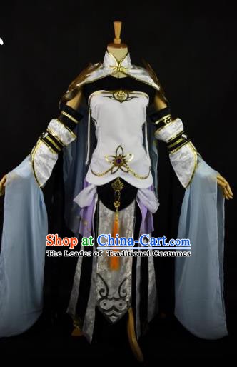 Traditional Chinese Ancient Taoist Nun Hanfu Costume Tang Dynasty Swordswoman Clothing for Women