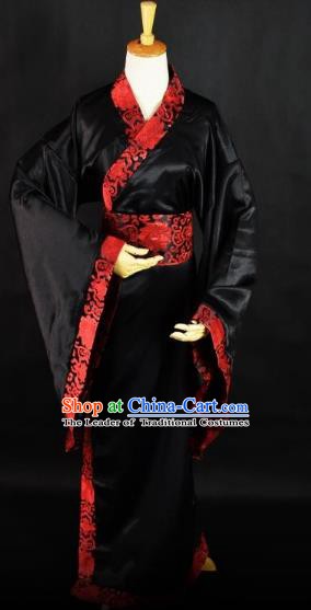 Traditional Chinese Ancient Scholar Hanfu Costume, China Han Dynasty Swordsman Clothing for Men