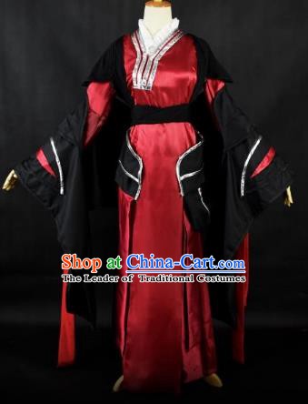 Traditional Chinese Ancient Swordsman Embroidered Costume Han Dynasty Young Lady Clothing