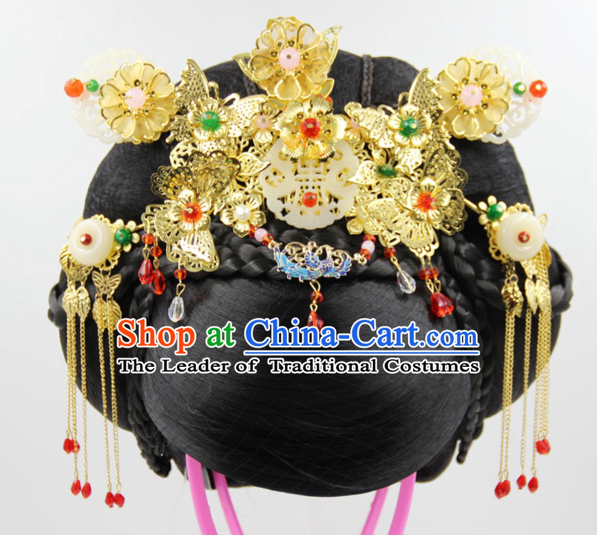 Handmade Chinese Ancient Style Empress Black Wig and Hair Jewelry Set