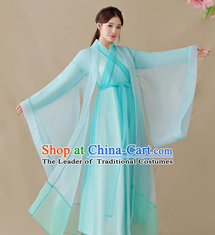 Traditional Chinese Han Dynasty Swordswoman Costume, China Ancient Fairy Hanfu Dress Clothing for Women