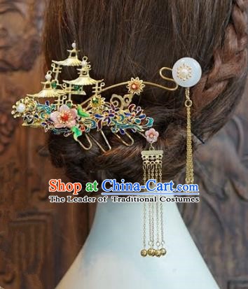 Chinese Handmade Classical Luxurious Hairpins Hair Accessories Ancient Tassel Step Shake for Women