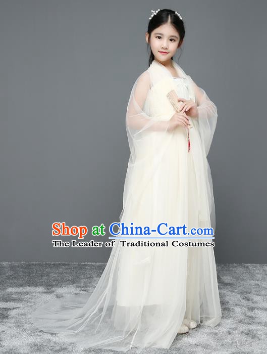 Traditional Chinese Tang Dynasty Imperial Princess Costume, China Ancient Fairy Hanfu Trailing Clothing for Kids