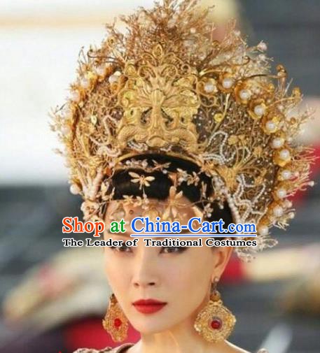 Chinese Ancient Queen Hair Accessories Xiuhe Suit Phoenix Coronet, China Bride Hairpins Headwear for Women