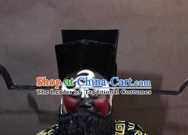 Traditional China Beijing Opera Prime Minister Hats, Chinese Peking Opera Minister Headwear