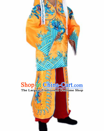 Chinese Traditional Peking Opera Takefu Yellow Costumes Ancient Imperial Bodyguard Swordsman Clothing for Men