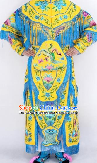 Chinese Traditional Peking Opera Yellow Costumes Ancient Female General Dress for Women