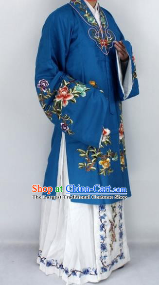 Chinese Traditional Peking Opera Nobility Lady Navy Costumes Ancient Princess Embroidered Cloak for Women