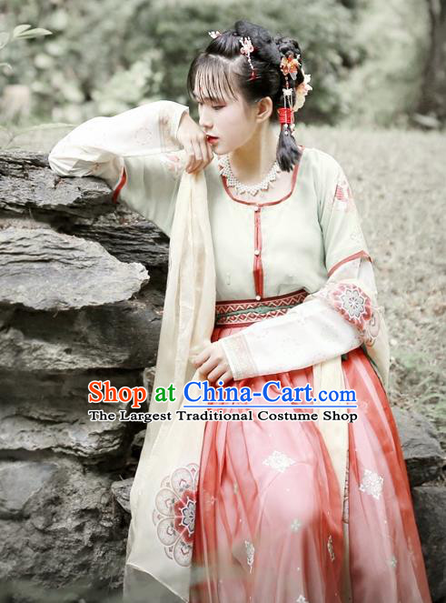 Traditional Chinese Ancient Princess Hanfu Dress Tang Dynasty Court Maid Embroidered Costumes for Women