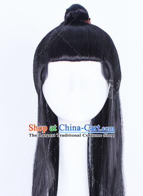 Traditional Chinese Drama Peruke Handmade Wigs Ancient Swordsman Chignon for Men