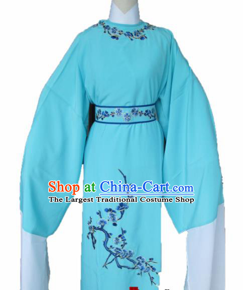 Chinese Traditional Peking Opera Niche Costume Ancient Scholar Blue Robe for Adults