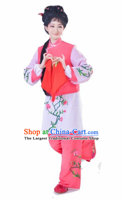 Chinese Traditional Peking Opera Mui Tsai Pink Costumes Ancient Young Lady Dress for Adults