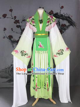 Chinese Traditional Peking Opera Actress Costumes Ancient Imperial Concubine Embroidered Light Green Dress for Adults