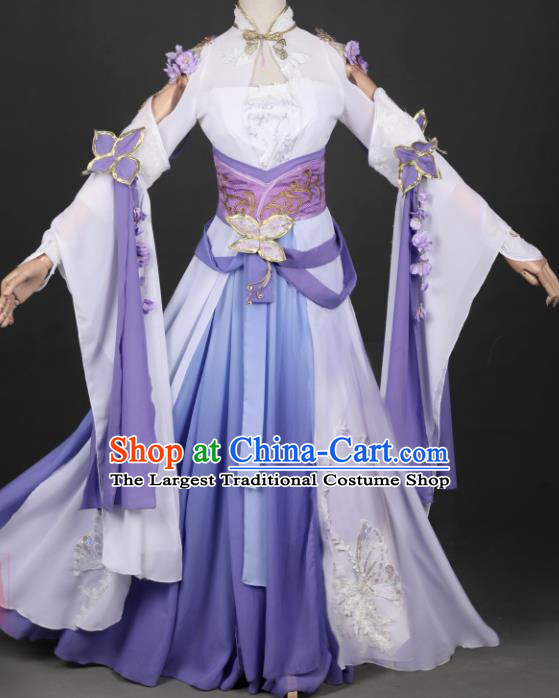 Traditional Chinese Cosplay Swordswoman Purple Hanfu Dress Ancient Peri Princess Costume for Women