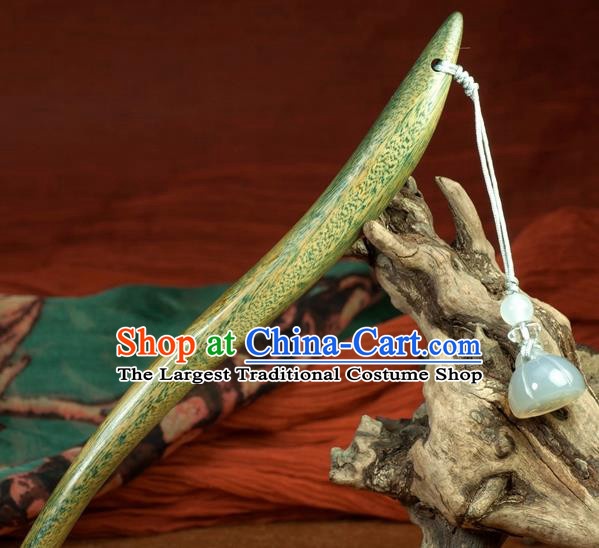 Chinese Traditional Hanfu Verawood Hair Clip Hair Accessories Ancient Classical Jade Tassel Hairpins for Women