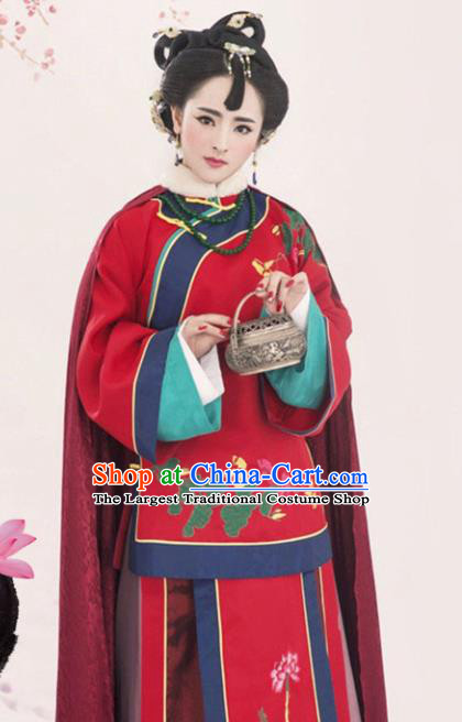 Chinese Traditional Wedding Hanfu Dress Ancient Qing Dynasty Queen Embroidered Costumes for Women