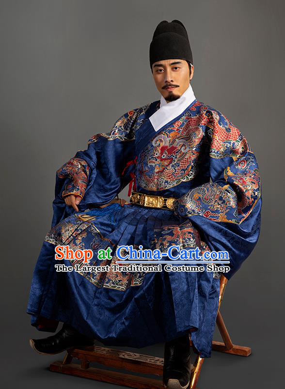 Chinese Traditional Ming Dynasty Emperor Clothing Ancient Padishah Embroidered Costumes for Men