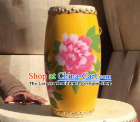 Chinese Traditional Handmade Drums Folk Dance Waist Drum Printing Peony Drums