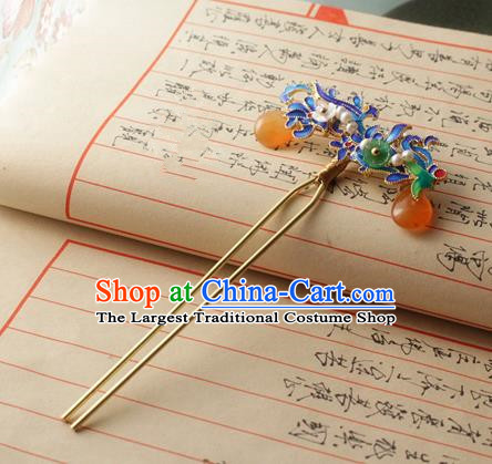 Asian Chinese Traditional Hanfu Hair Accessories Ancient Palace Blueing Hairpins for Women