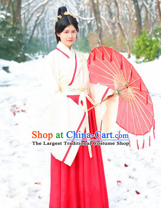 Chinese Ancient Hanfu Dress Traditional Han Dynasty Princess Embroidered Costumes for Women