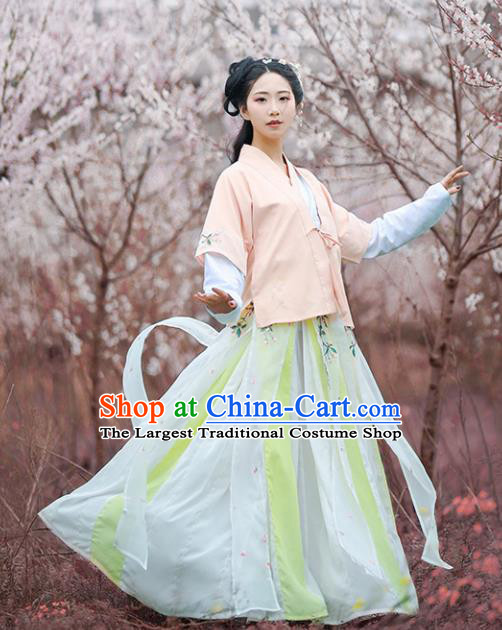 Chinese Ancient Drama Peri Embroidered Costumes Traditional Tang Dynasty Princess Hanfu Dresses for Women