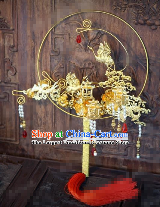 Chinese Traditional Wedding Hanfu Palace Fans Ancient Bride Jewelry Accessories for Women