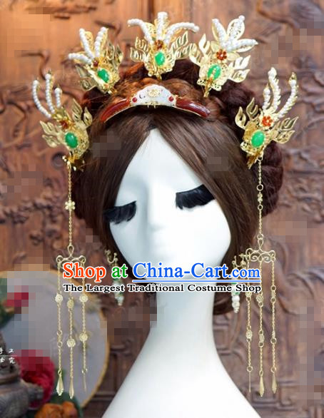 Chinese Ancient Qing Dynasty Empress Phoenix Hair Clips Wedding Bride Hairpins Headdress for Women