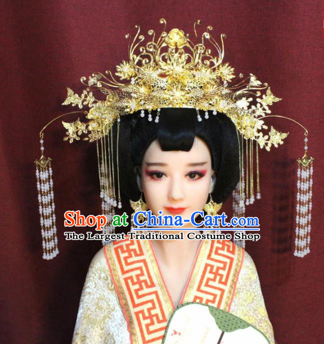 Chinese Ancient Tang Dynasty Queen Headdress Palace Phoenix Coronet Hairpins Complete Set for Women