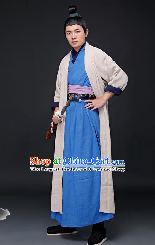 Chinese Ancient Ming Dynasty Swordsman Costumes Drama Knight Hanfu Clothing for Men