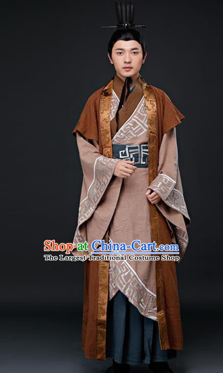 Chinese Ancient Swordsman Clothing Traditional Qin Dynasty Minister Embroidered Costumes for Men