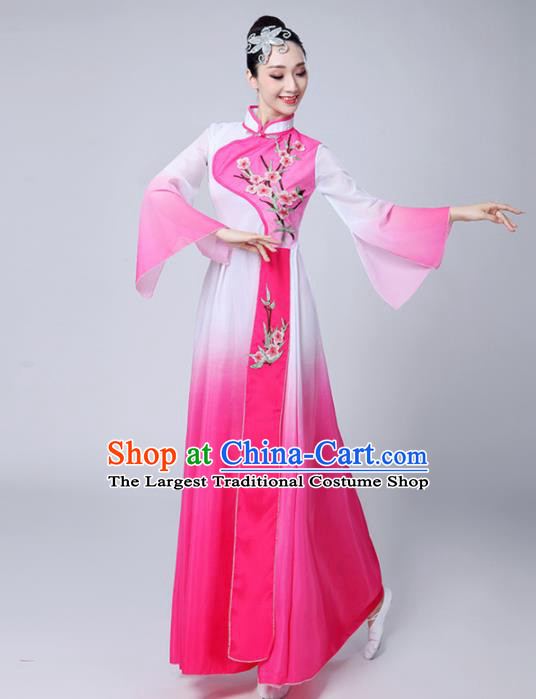 Chinese Traditional Folk Dance Pink Dress Classical Dance Umbrella Dance Costumes for Women