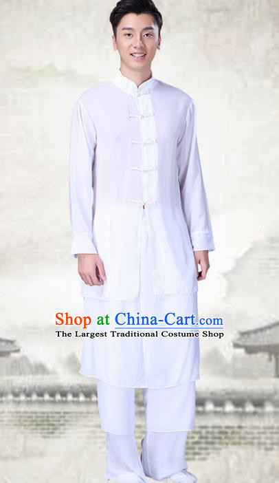 Chinese Traditional Folk Dance White Clothing Classical Dance Drum Dance Costumes for Men