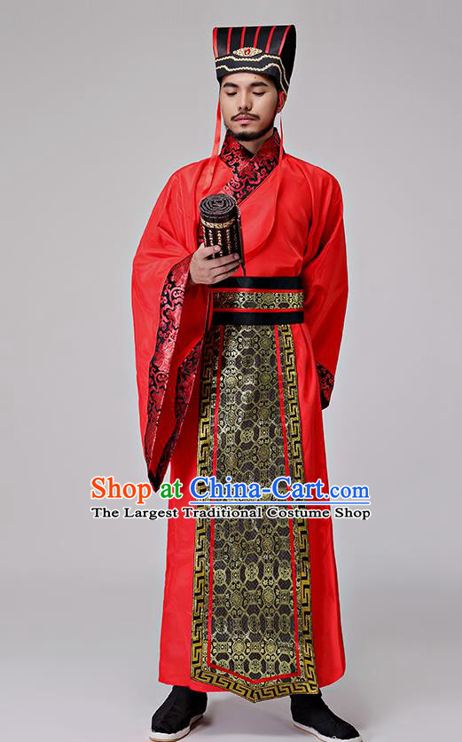 Traditional Chinese Three Kingdoms Period Minister Costumes Ancient Drama Chancellor Clothing for Men