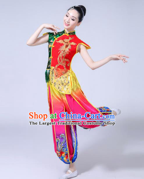 Traditional Chinese Classical Dance Costumes Folk Dance Drum Dance Dress for Women