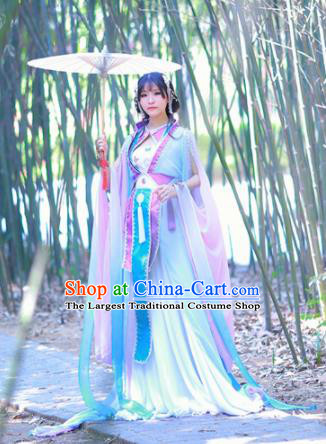 Traditional Chinese Cosplay Princess Costumes Ancient Swordswoman Purple Hanfu Dress for Women