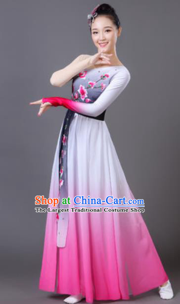 Traditional Chinese Classical Dance Pink Dress Fan Dance Umbrella Dance Clothing for Women