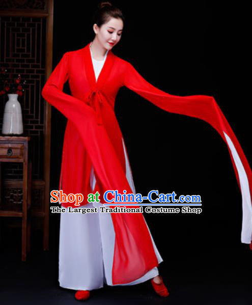 Traditional Chinese Classical Dance Fan Dance Red Dress Yanko Dance Clothing for Women