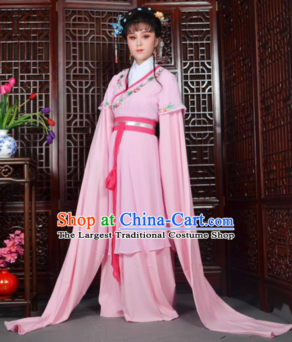 Traditional Chinese Beijing Opera Actress Costumes Ancient Palace Lady Pink Water Sleeve Dress for Adults