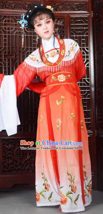 Traditional Chinese Peking Opera Princess Costumes Ancient Peri Red Dress for Adults