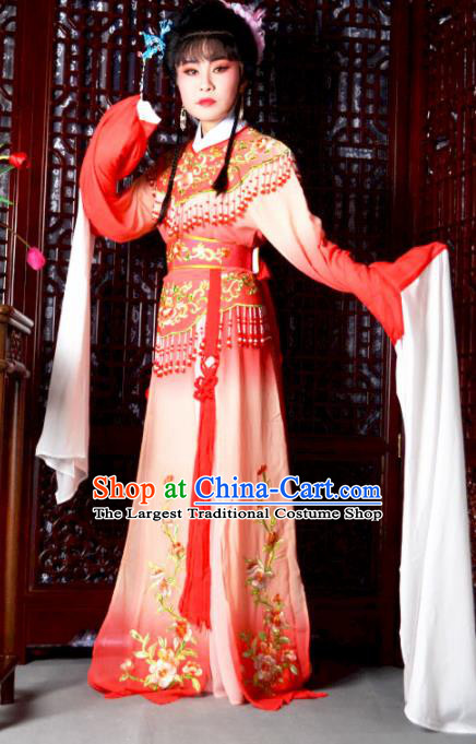 Traditional Chinese Peking Opera Palace Princess Costumes Ancient Peri Red Dress for Adults