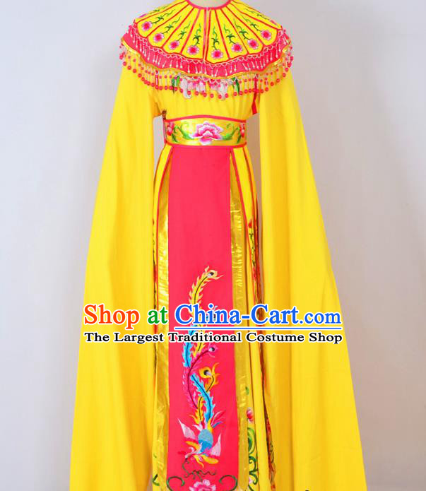 Chinese Ancient Palace Princess Embroidered Yellow Dress Traditional Peking Opera Actress Costumes for Adults